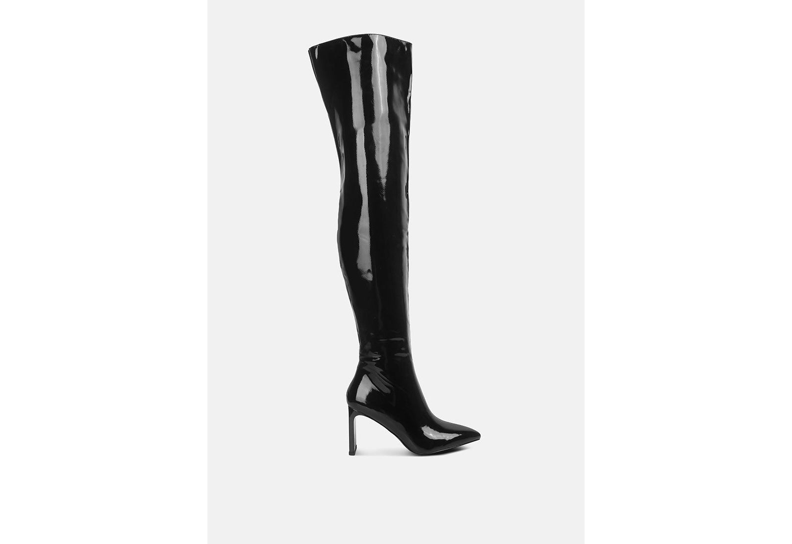 Женские сапоги London Rag Minkles Patent Pu Long Slim Block Heeled