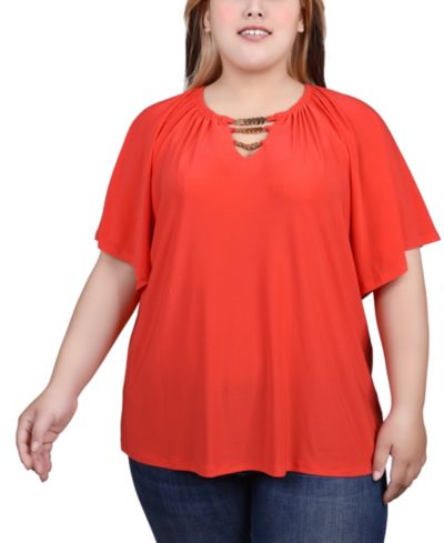 Женский топ NY Collection Plus Size с рукавом реглан и деталями в виде цепи