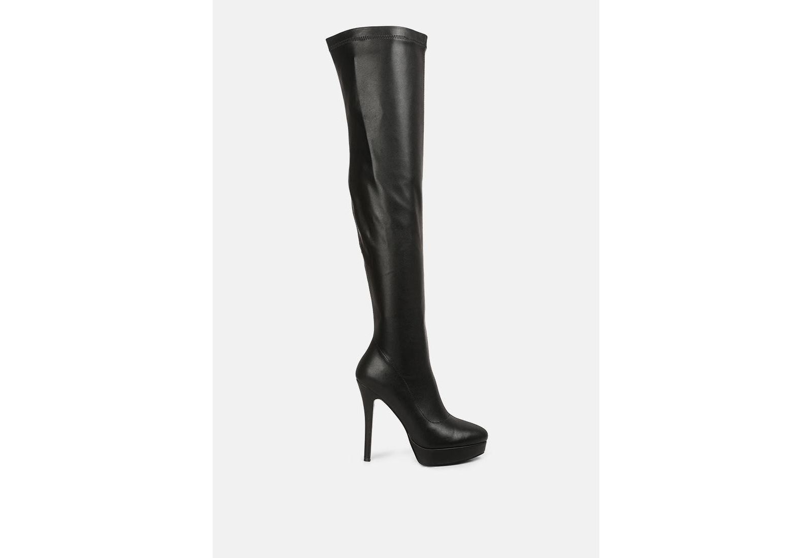 London Rag Women's confetti stretch pu high heel Over the knee boots