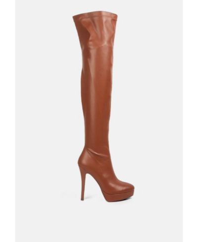 London Rag Women's confetti stretch pu high heel Over the knee boots