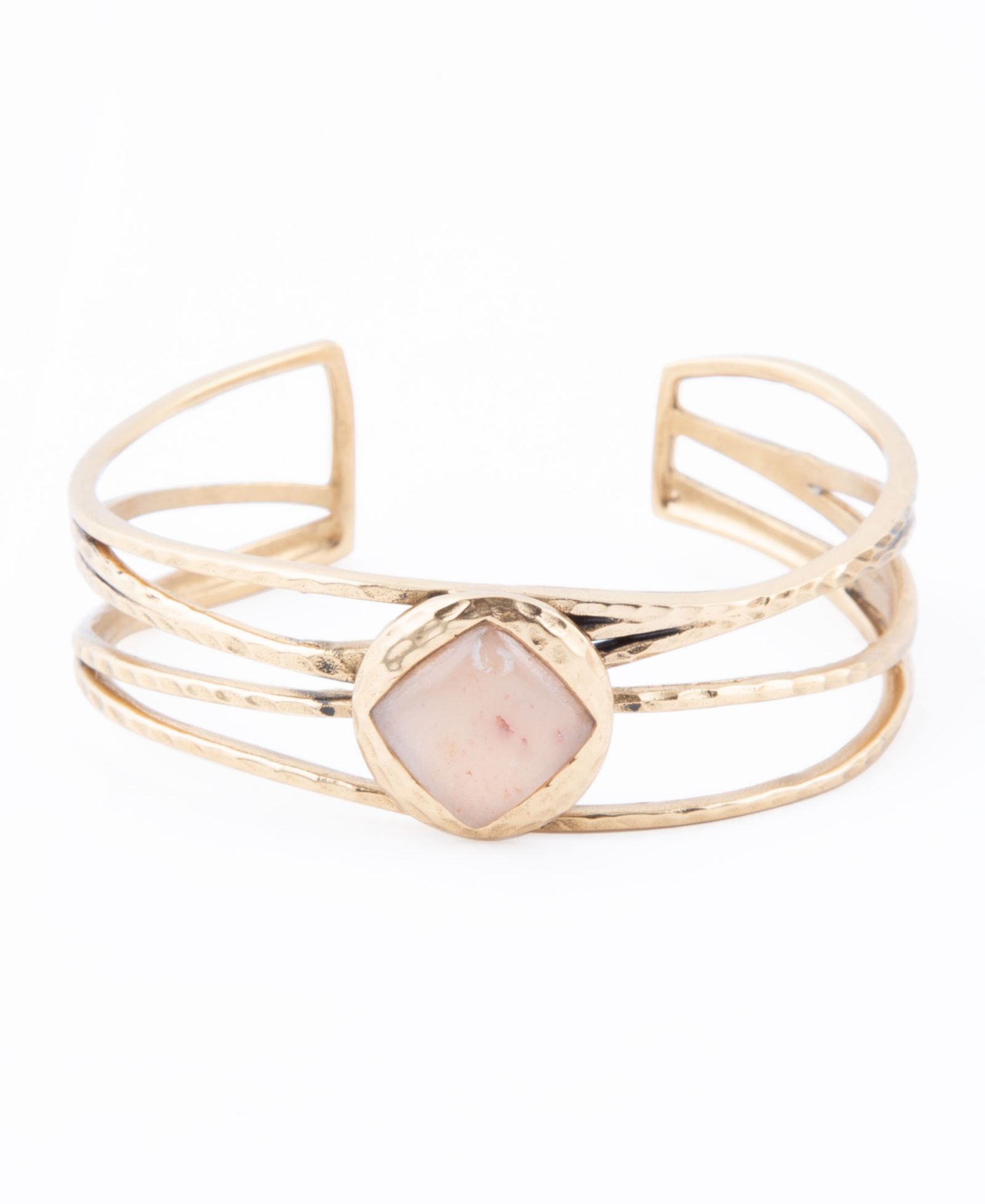 Браслет-манжет Barse Terra с натуральным лунным камнем Peach Moonstone