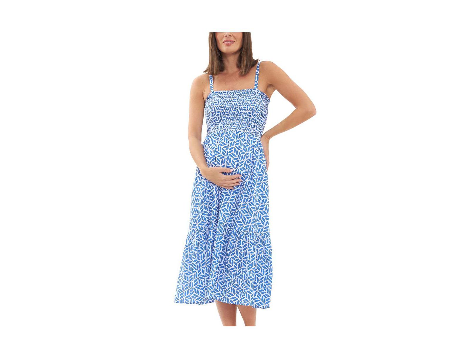 Ripe Maternity Платье миди с защипами, белый/lapis