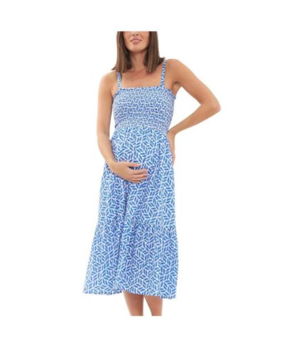 Ripe Maternity Платье миди с защипами, белый/lapis