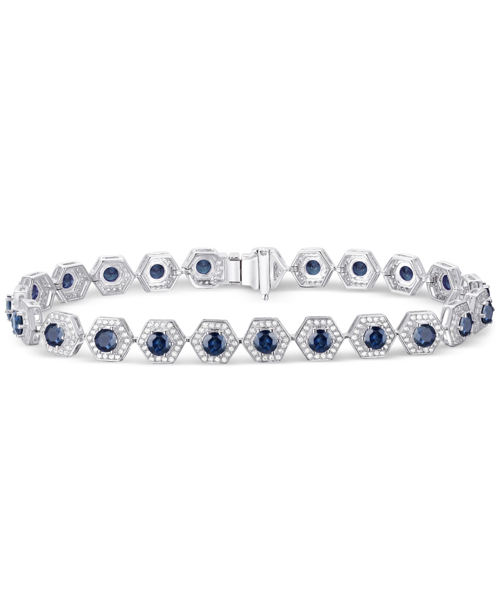 Gemstone & Diamond Halo Hexagon Flex Bracelet