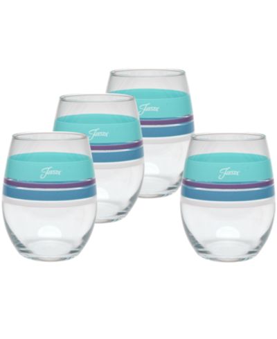 Fiesta Coastal Edgeline Stemless Wine Glasses, Set of 4