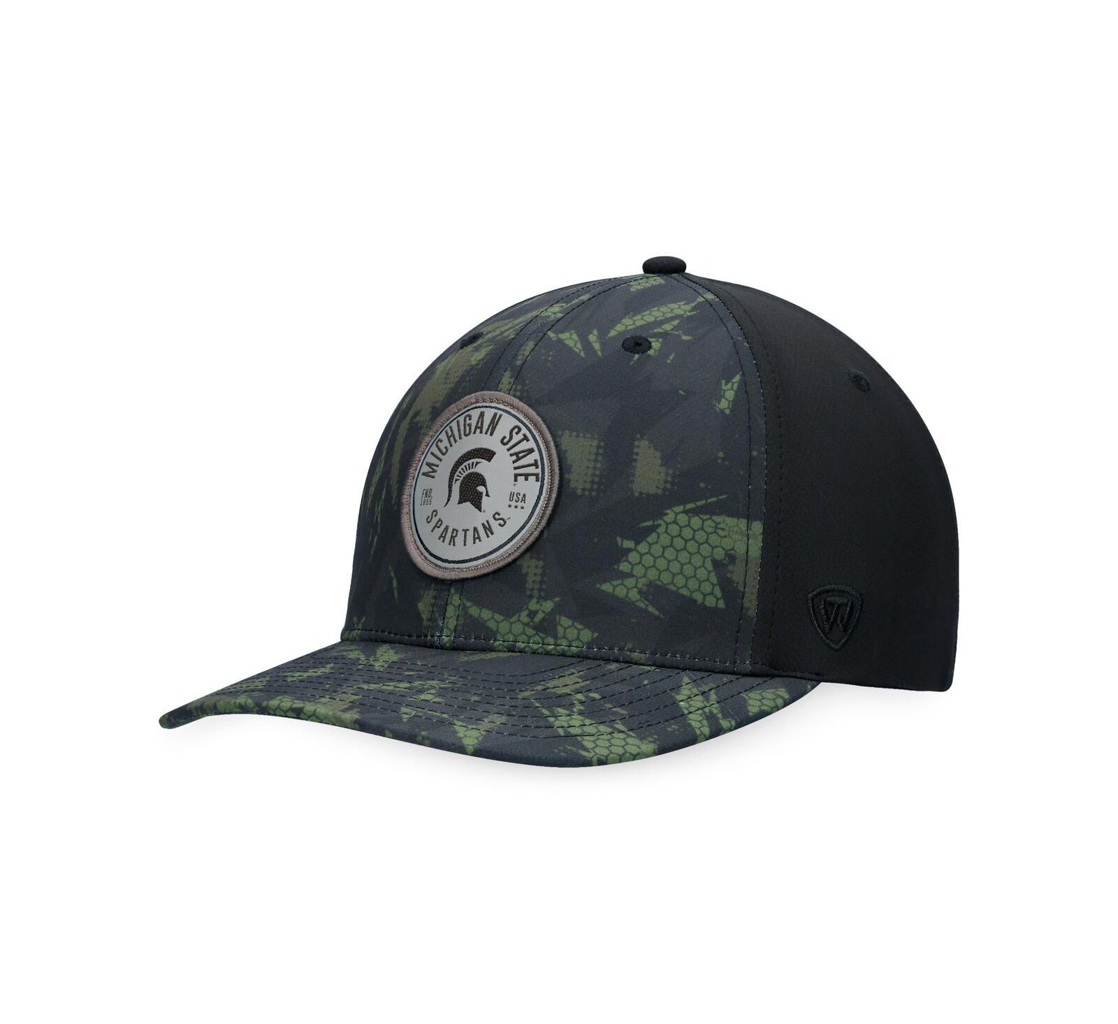 Top of the World Мужская черная кепка Michigan State Spartans OHT Military-Inspired Camo Render Flex