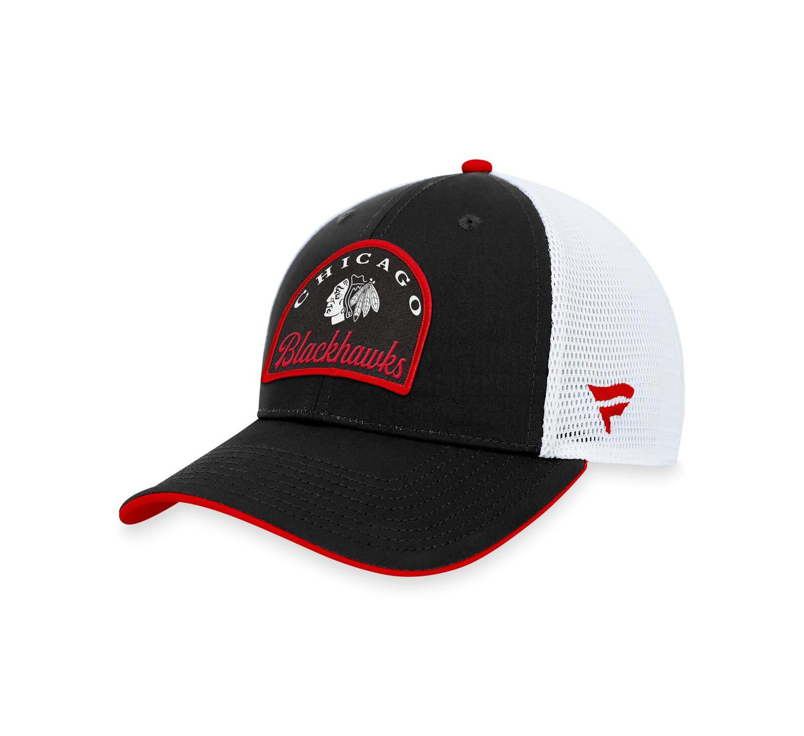 Men's Fanatics Black, White Chicago Blackhawks Fundamental Adjustable Hat