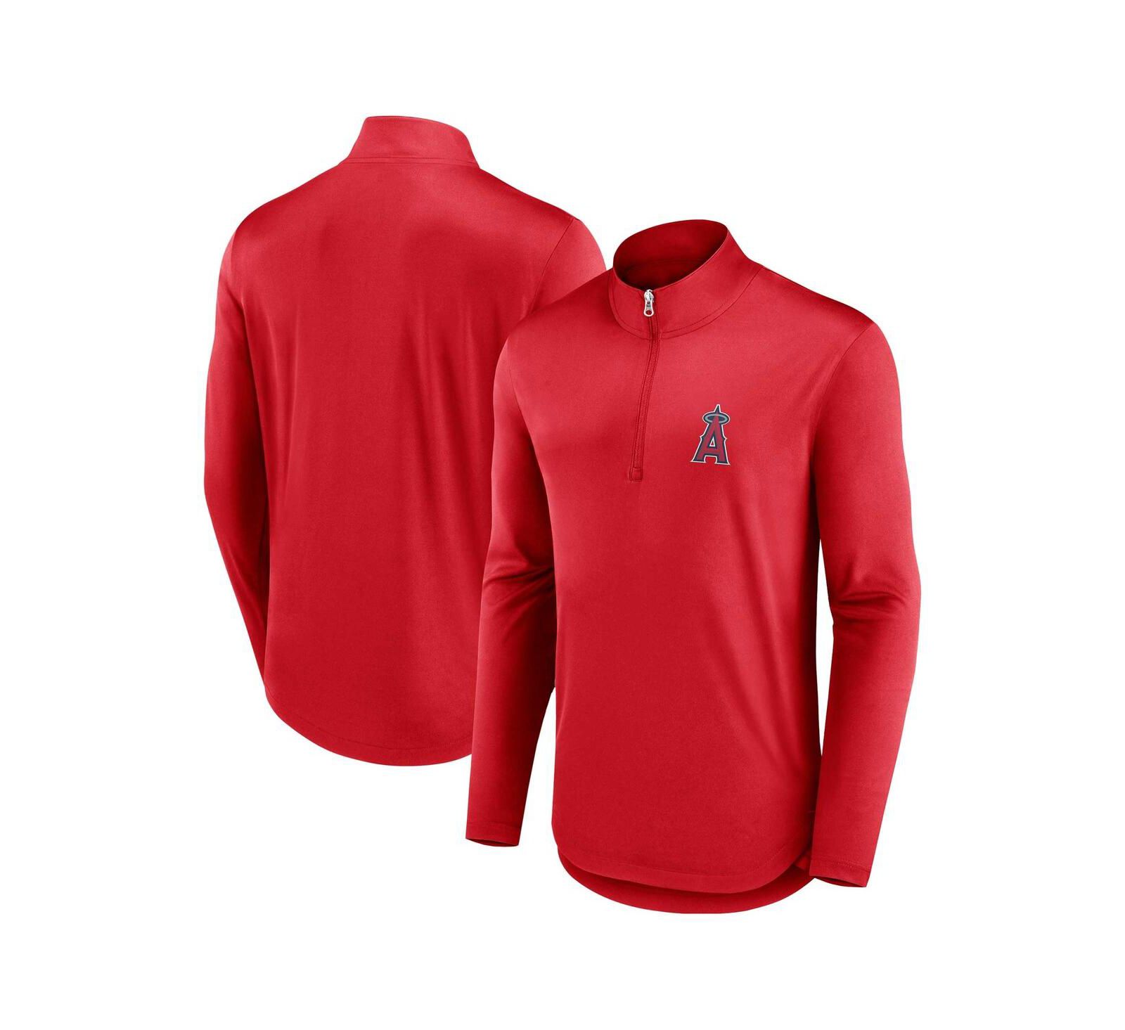 Мужская рубашка Fanatics Red Los Angeles Angels Quarterback Quarter-Zip Top