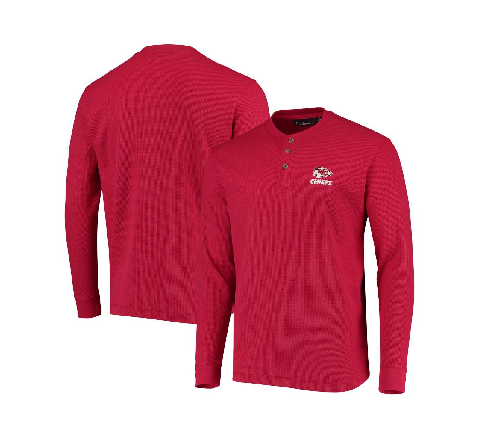 Men's Dunbrooke Red Kansas City Chiefs Logo Maverick Thermal Henley Long Sleeve T-shirt