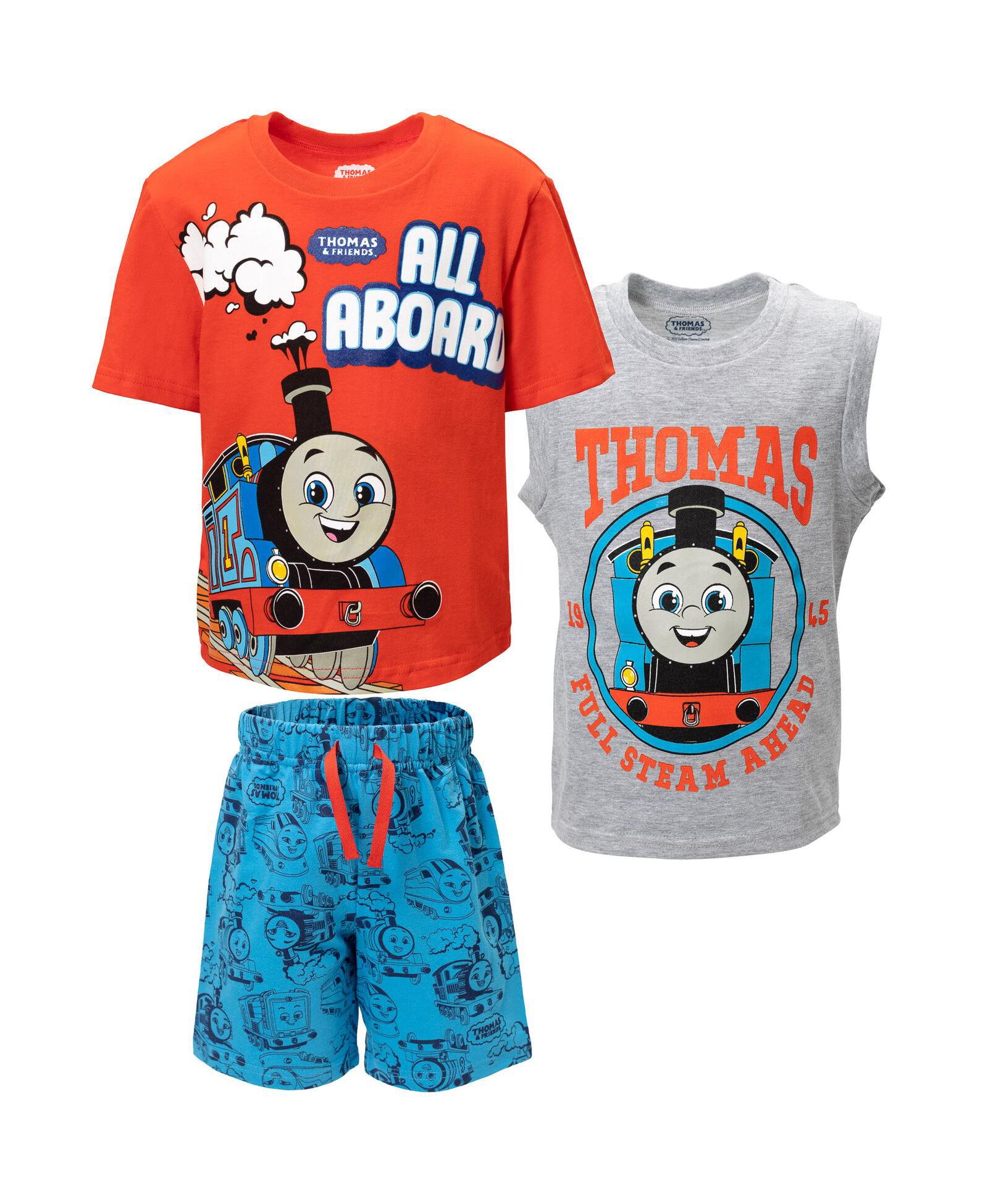 Thomas & Friends Toddler Boys Tank Engine 3 Piece Outfit Set: T-Shirt Tank Top Shorts - Toddler|Child