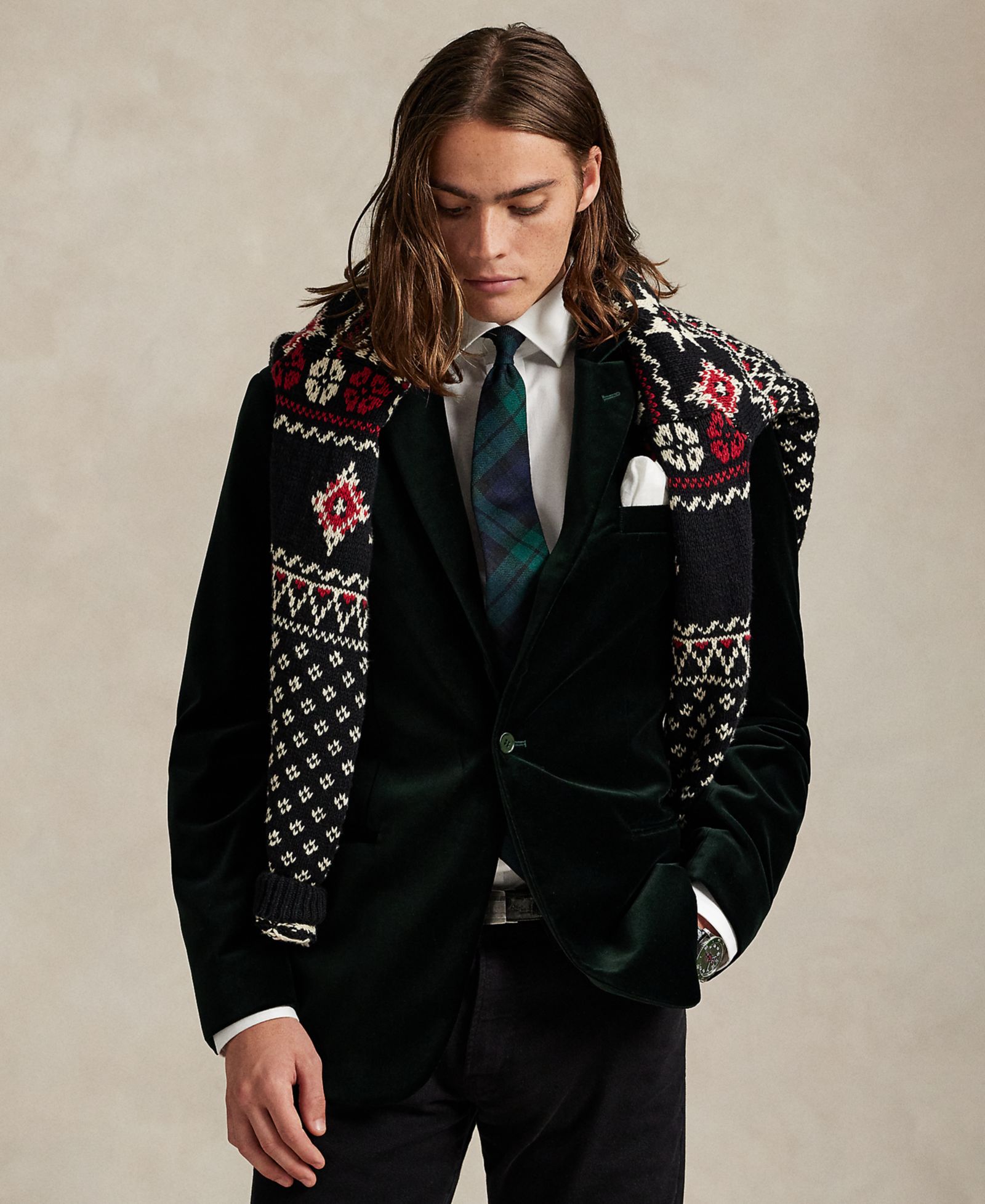Куртка Polo Ralph Lauren мужская современного кроя из хлопкового бархата с отложным воротником