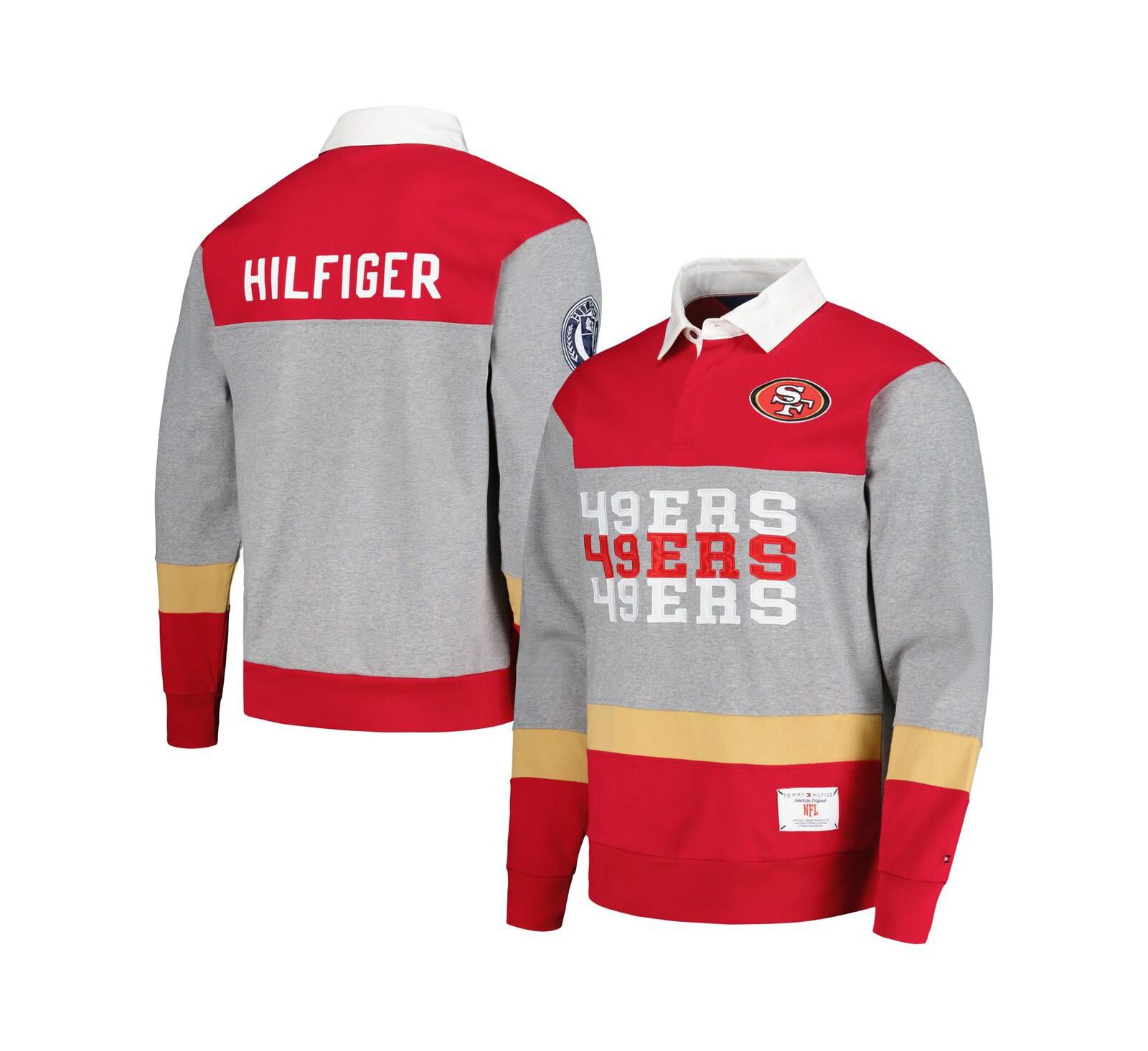 Мужская рубашка-поло Tommy Hilfiger Scarlet San Francisco 49ers Connor Oversized Rugby Long Sleeve