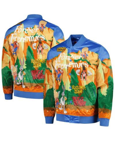 Men's Freeze Max Blue Looney Tunes Graphic Satin Full-Snap Jacket