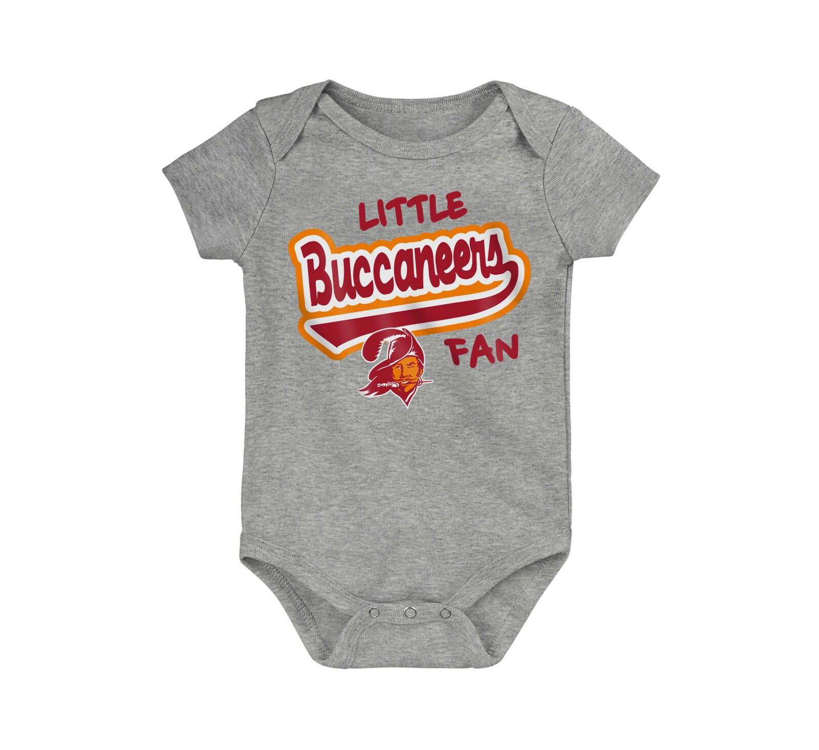 Baby Boys and Girls Heather Gray Distressed Tampa Bay Buccaneers Retro Little Baller Bodysuit