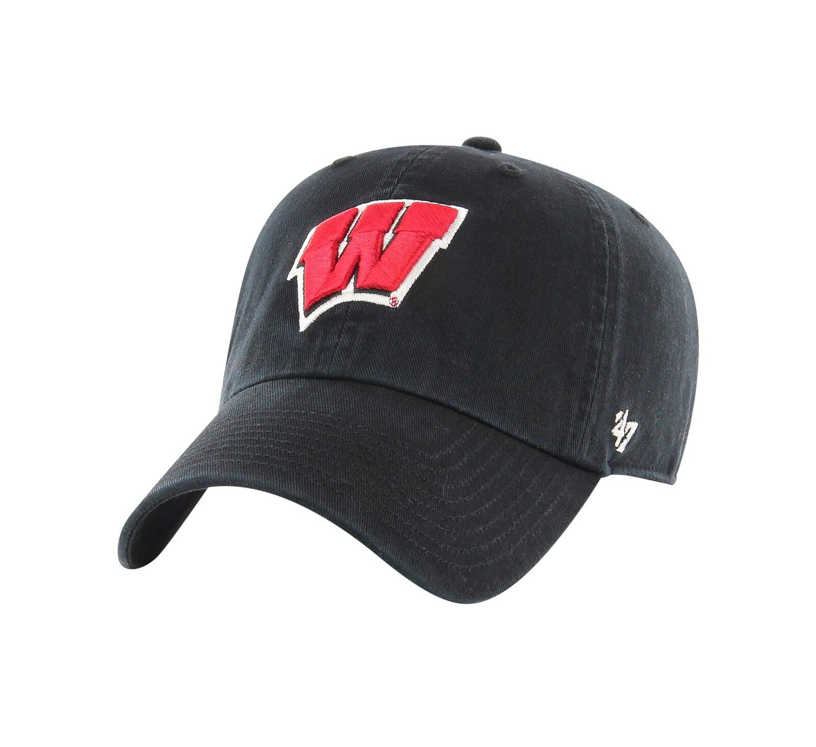 Men's '47 Brand Black Wisconsin Badgers Vintage-Like Clean Up Adjustable Hat