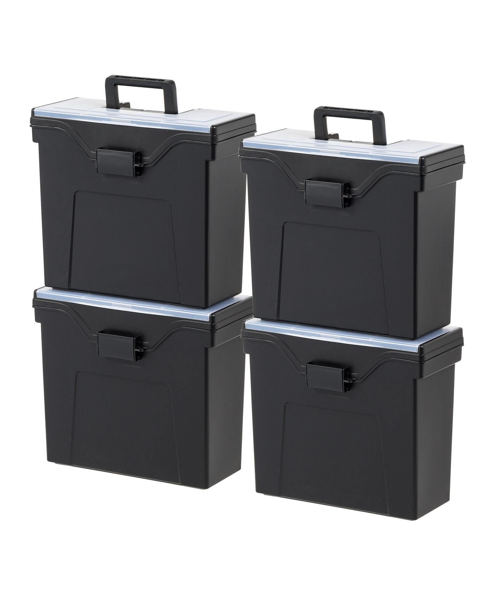 Органайзер для документов IRIS USA File Box Slim Portable Plastic, Black 4 Pack