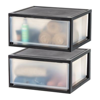 IRIS 47 Qt Extra Large Plastic Stacking Drawer, Stackable Storage Organizer Unit with Sliding Drawer for Bedroom