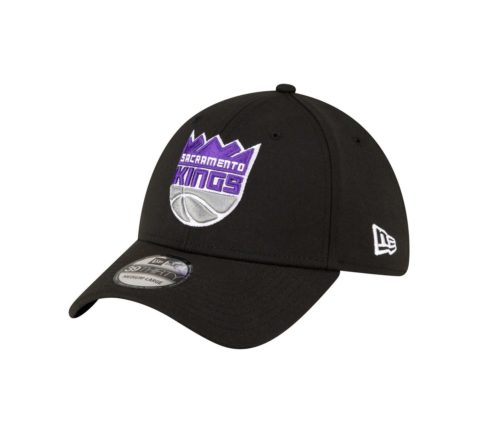 Men's New Era Black Sacramento Kings Logo 39THIRTY Flex Hat