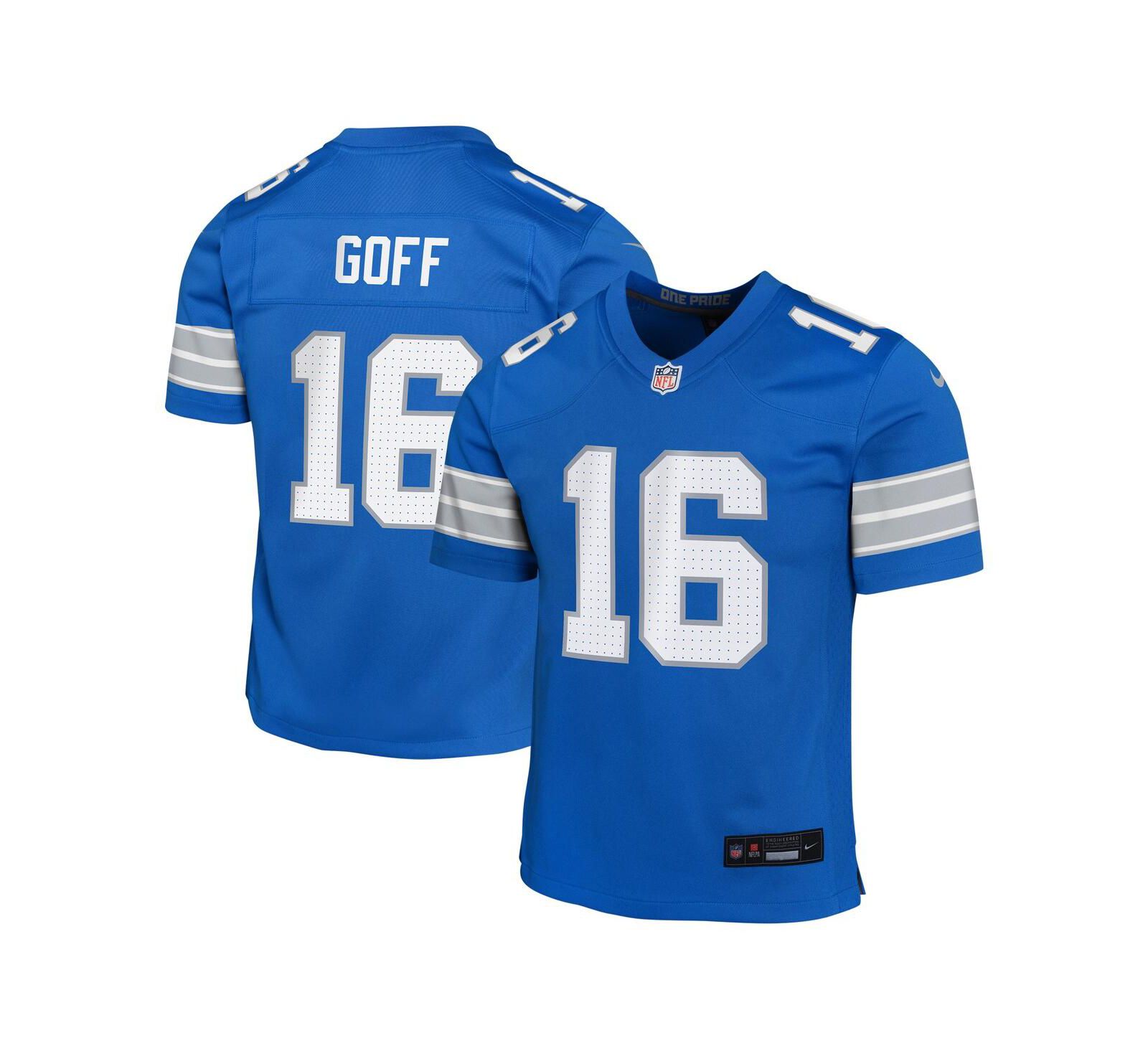 Nike Детский синий джерси игрока Detroit Lions Jared Goff Team Player Game Jersey