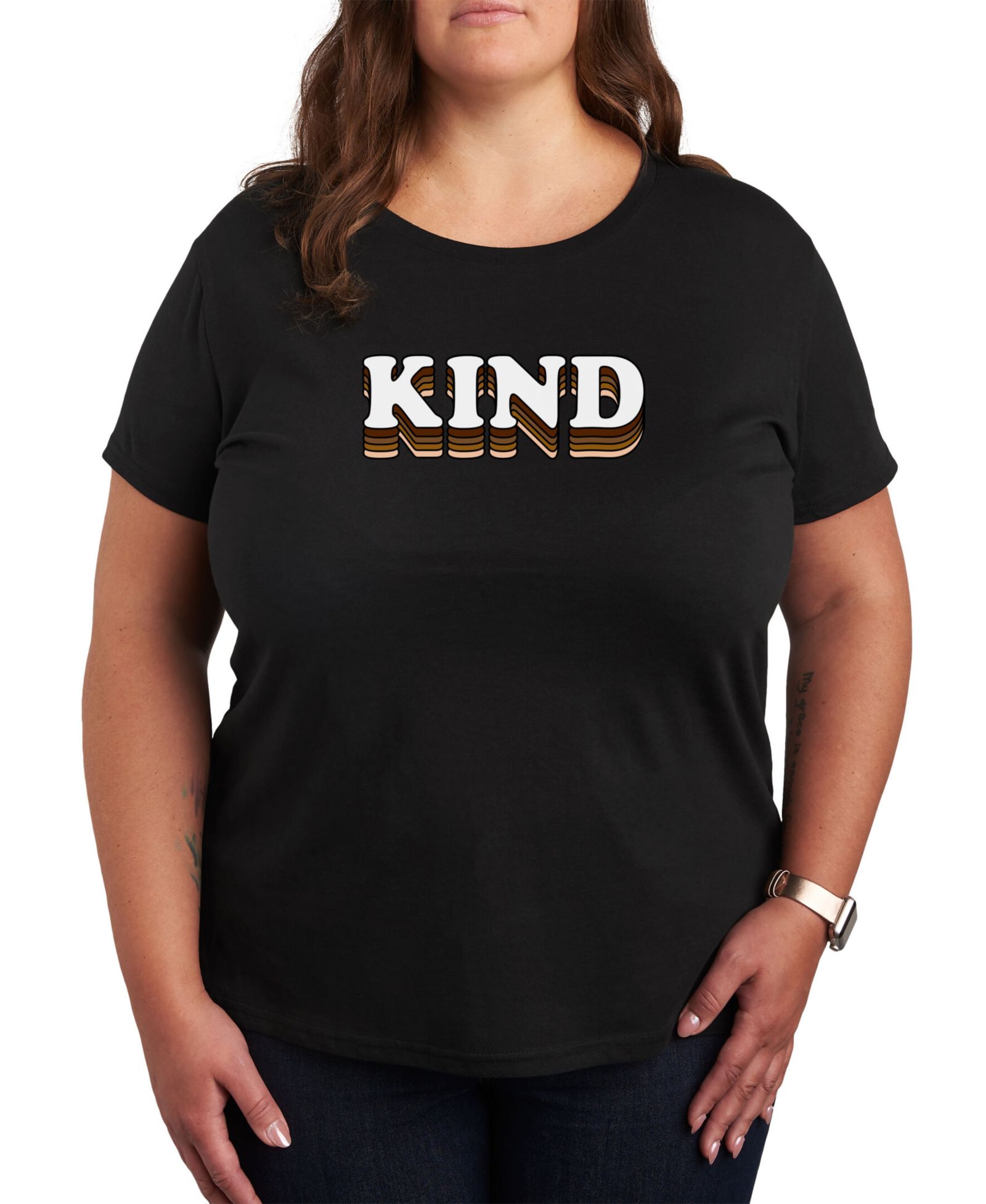 Hybrid Apparel Trendy Plus Size KIND Graphic Short Sleeve T-shirt