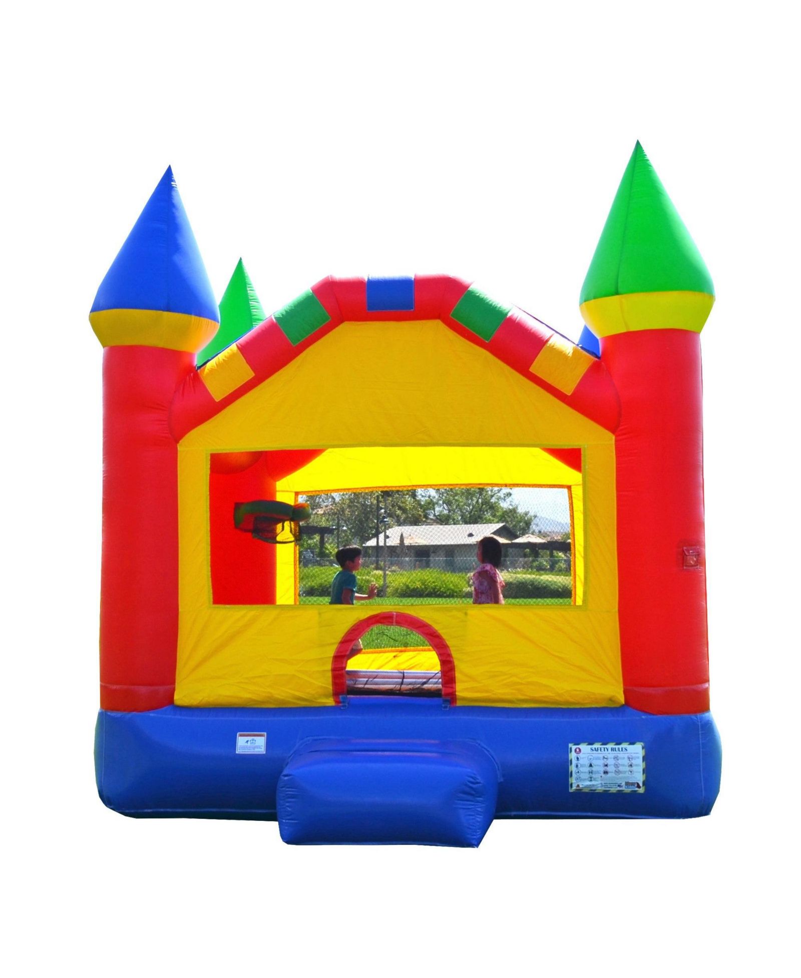 HERO Kiddo Castle Commercial Bounce House w/ Blower, Basketball Hoop, Big Inflatable, All Season Use, Indoor/Outdoor, Rental Quality
