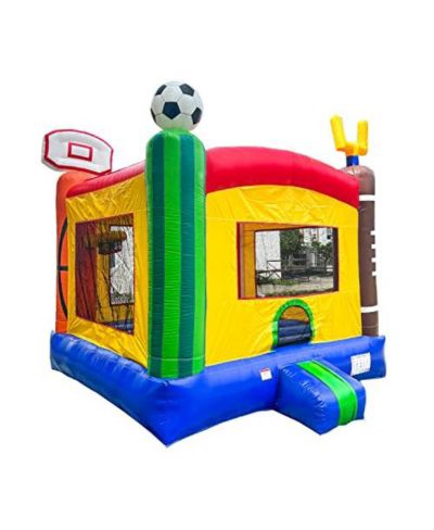HERO Kiddo Sports Commercial Bounce House w/ Blower, Basketball Hoop, All Season Big Inflatable, Indoor/Outdoor, Rental Quality