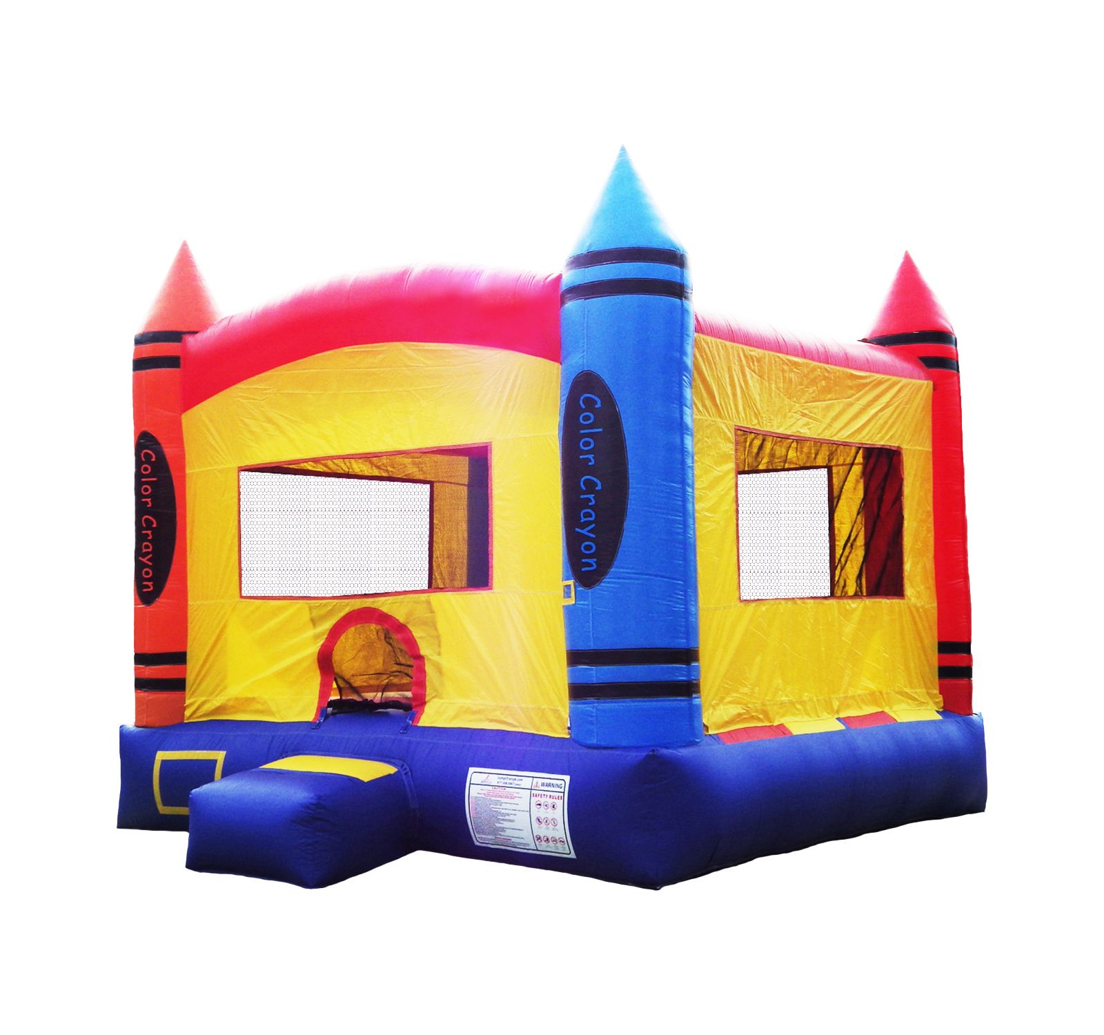 HERO Kiddo Crayon Inflatable Bounce House Backyard Party Moonwalk Size 13'x13', Commercial Grade PVC Vinyl, for Kids and Adults, Outdoor Indoor