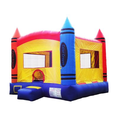 HERO Kiddo Crayon Inflatable Bounce House Backyard Party Moonwalk Size 13'x13', Commercial Grade PVC Vinyl, for Kids and Adults, Outdoor Indoor