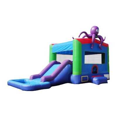 Hero Kiddo Octopus 13' W x 25' L x 15' H Water Slide, Splash Pool & Basketball Hoop Bounce House, 700 lbs, Ages 3+