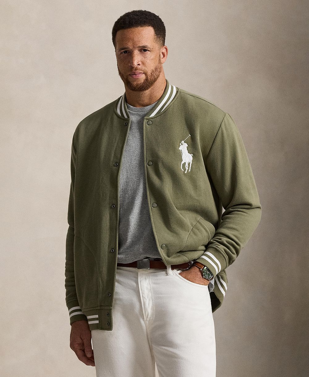 Polo Ralph Lauren Men's Big & Tall Big Pony Fleece Baseball Jacket