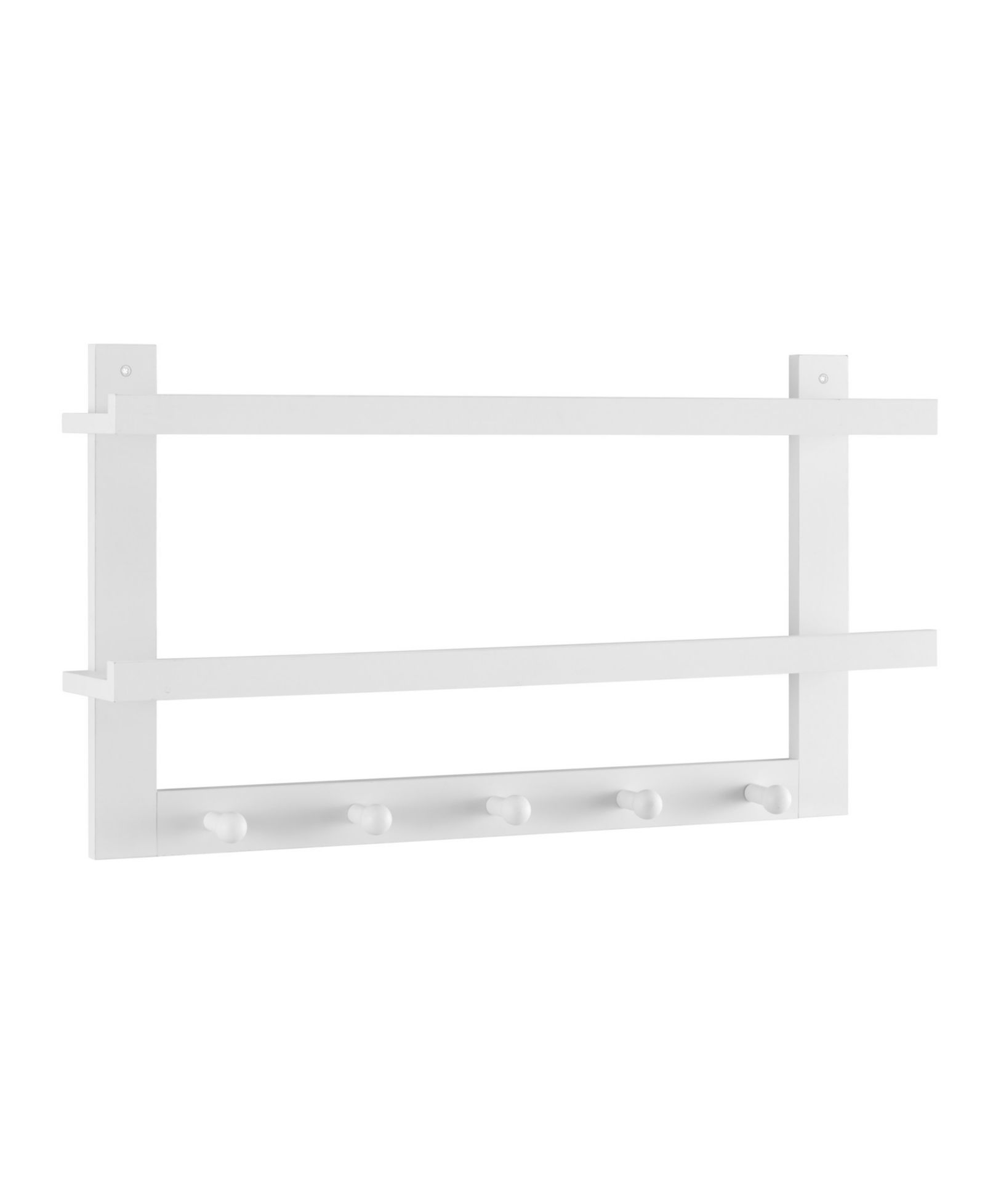 Danya B Two-Tier Ledge Shelf Wall Organizer with Five Hanging Hooks