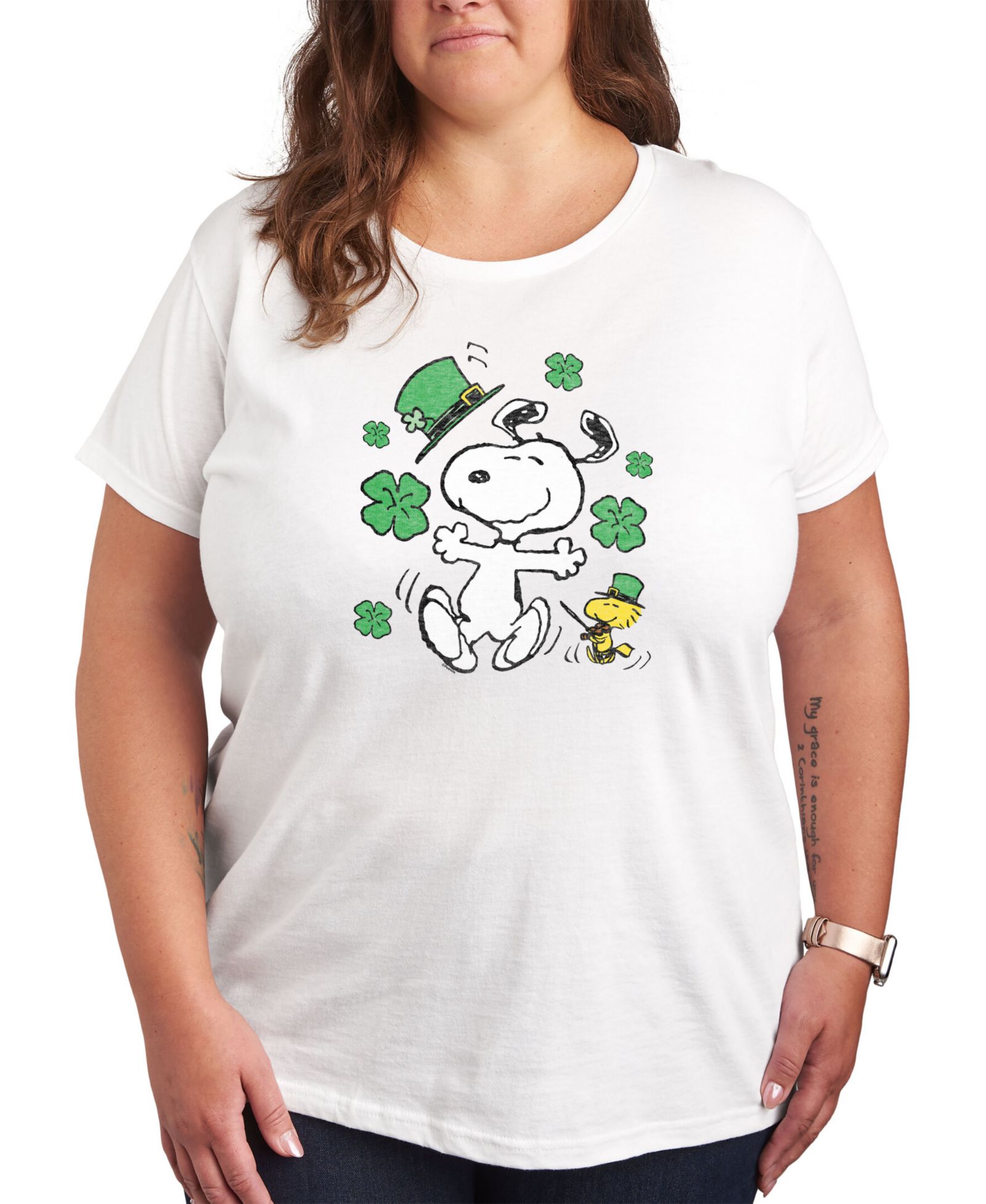 Футболка Peanuts Snoopy & Woodstock Patrick's Day Plus Size