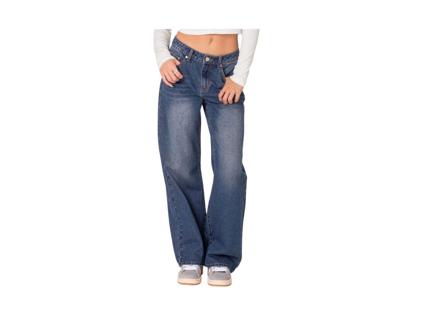 Edikted Women's Karie relaxed mid rise jeans