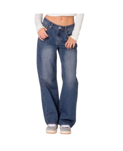 Edikted Women's Karie relaxed mid rise jeans