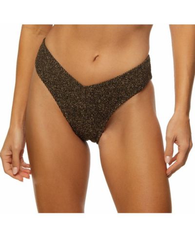 Guria Beachwear Women's Crinkle Lurex Reversible V Front Classic Bikini Bottom