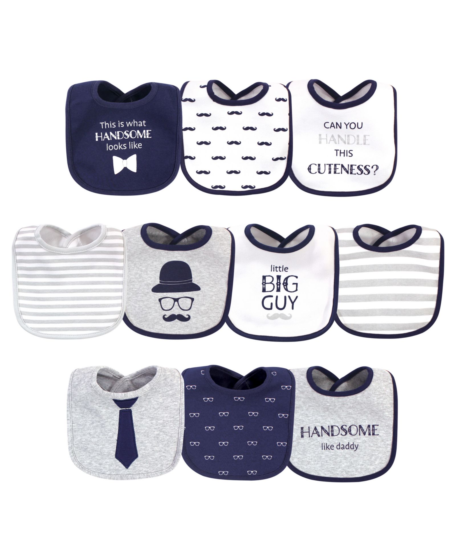 Hudson Baby Boys 10-Piece Soft Interlock Feeding Bib Set