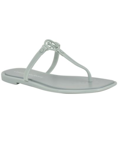 Calvin Klein Женские Edhen Logo T-Strap Flat Jelly Sandals