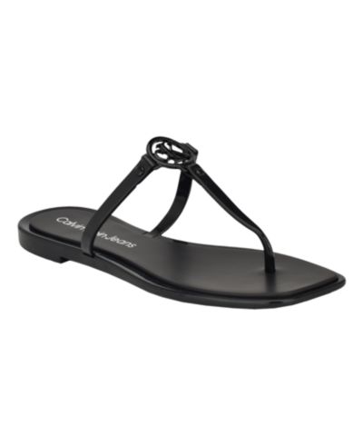 Calvin Klein Женские Edhen Logo T-Strap Flat Jelly Sandals