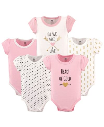 Hudson Baby Baby Girls Hudson Essential 5-Piece Cotton Bodysuit Set