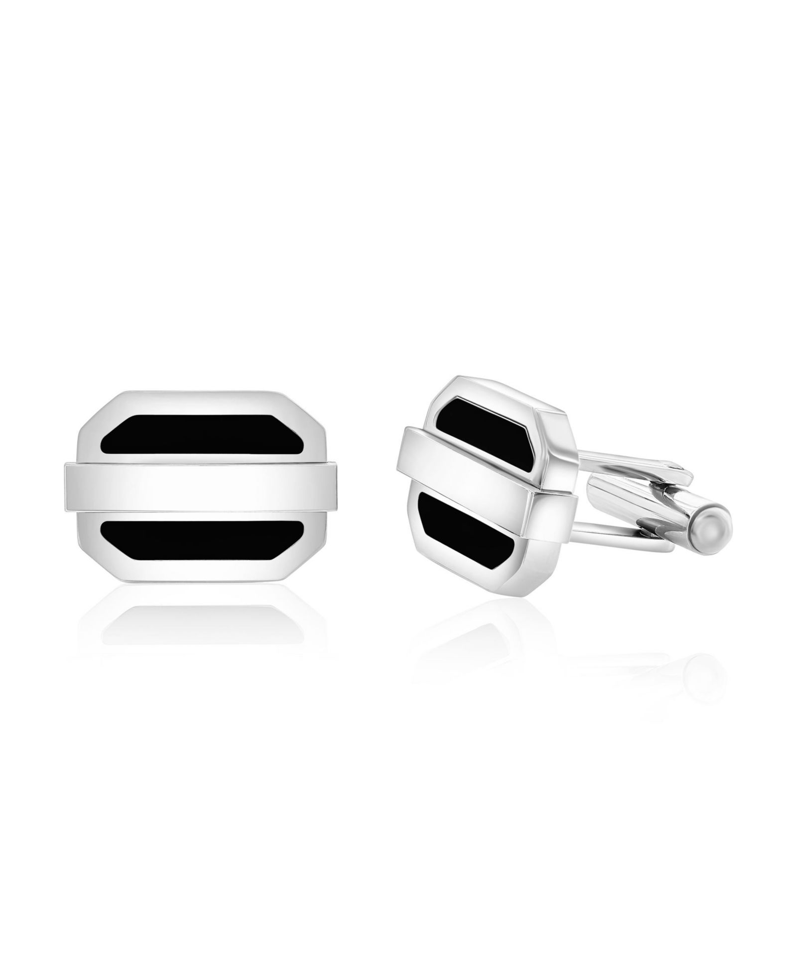 Metallo Stainless Steel Enamel Oval Cuff Links