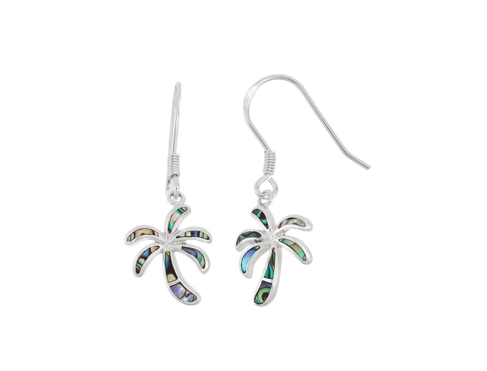 Серьги Caribbean Treasures Sterling Silver Abalone Palm Tree