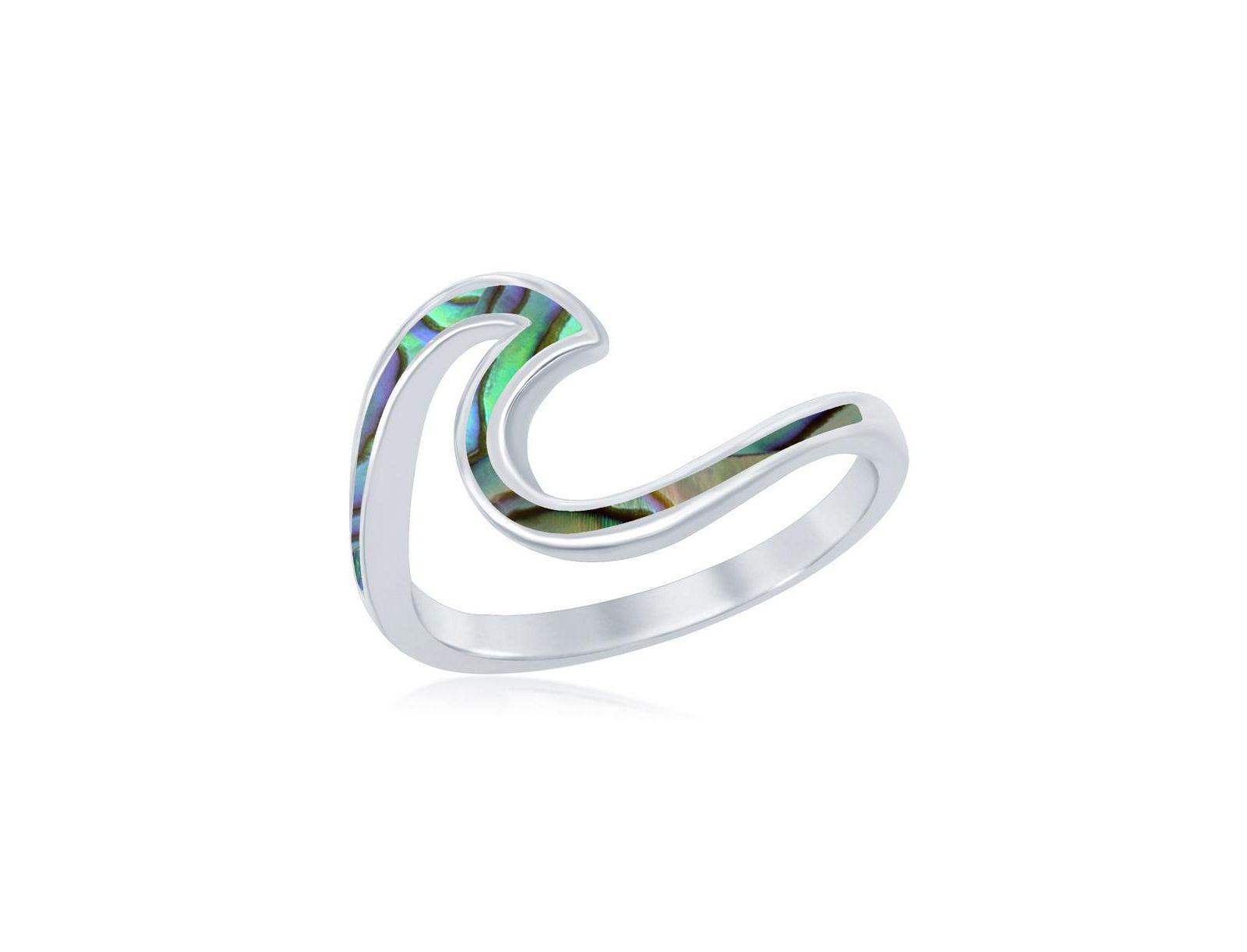 Sterling Silver Abalone Wave Design Ring