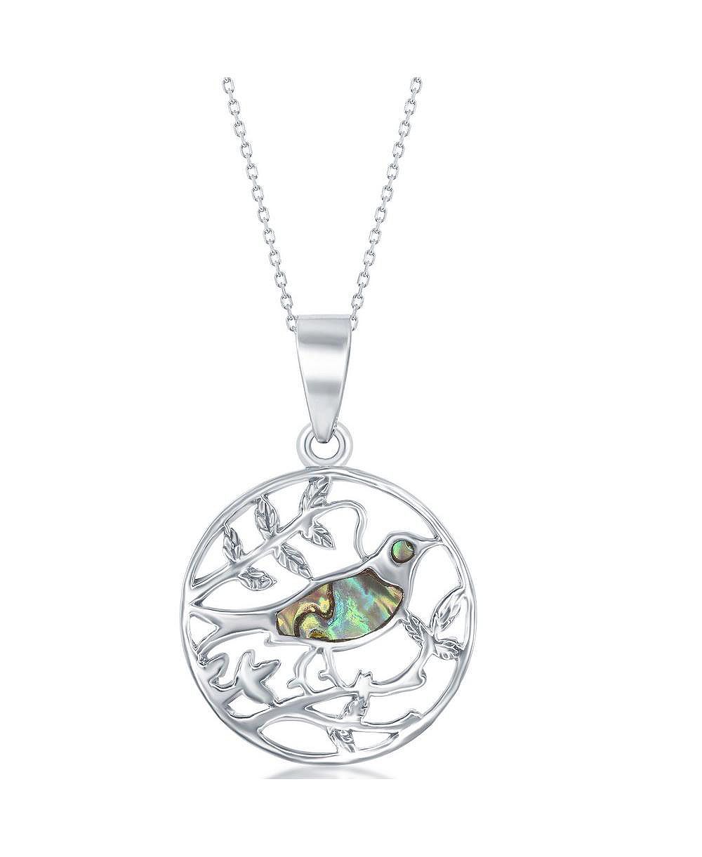 Подвеска-кулон Sterling Silver Abalone Bird On a Branch
