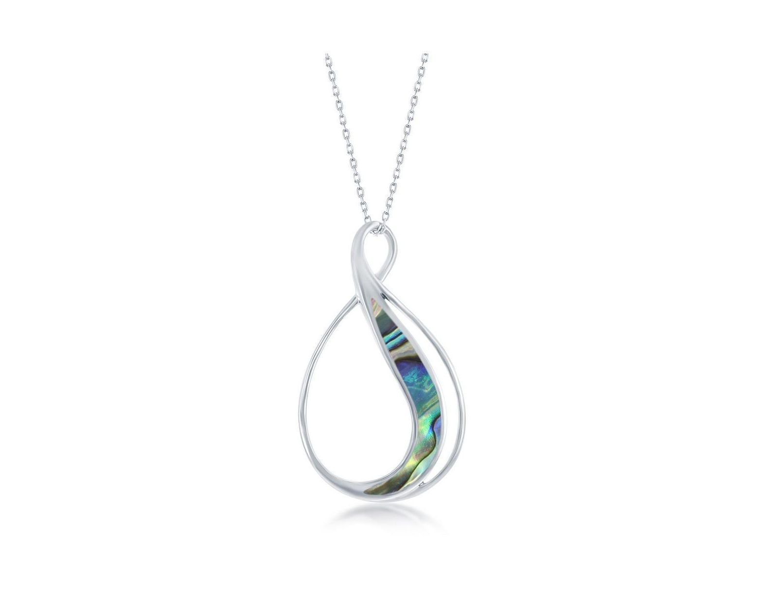 Sterling Silver Abalone Pearshaped Pendant Necklace
