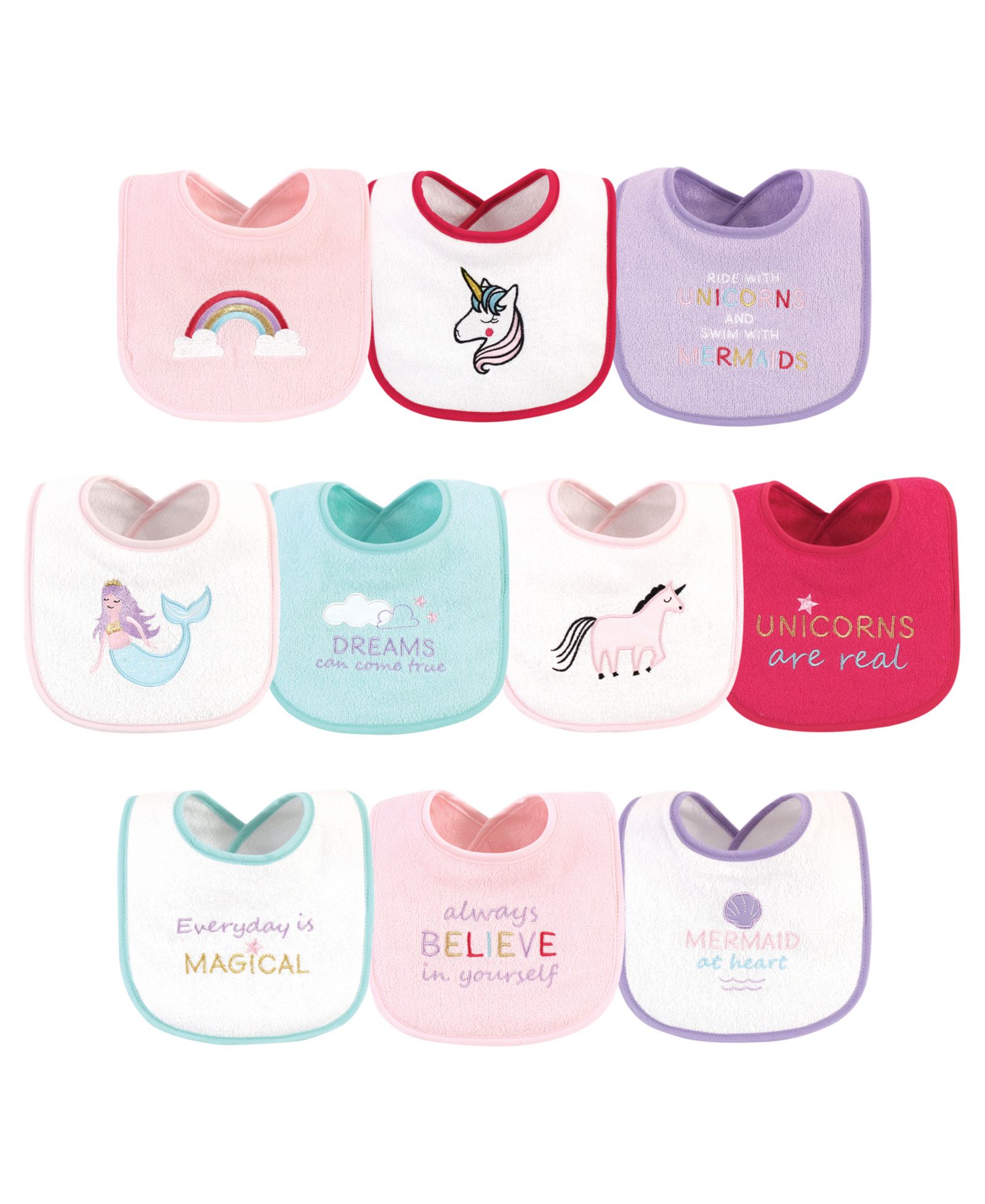 Luvable Friends Girls Soft Cotton Dribble Bibs with Inner Fiber Cushion