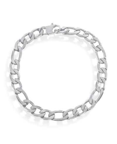 Metallo Stainless Steel 8mm Textured Figaro Chain Bracelet