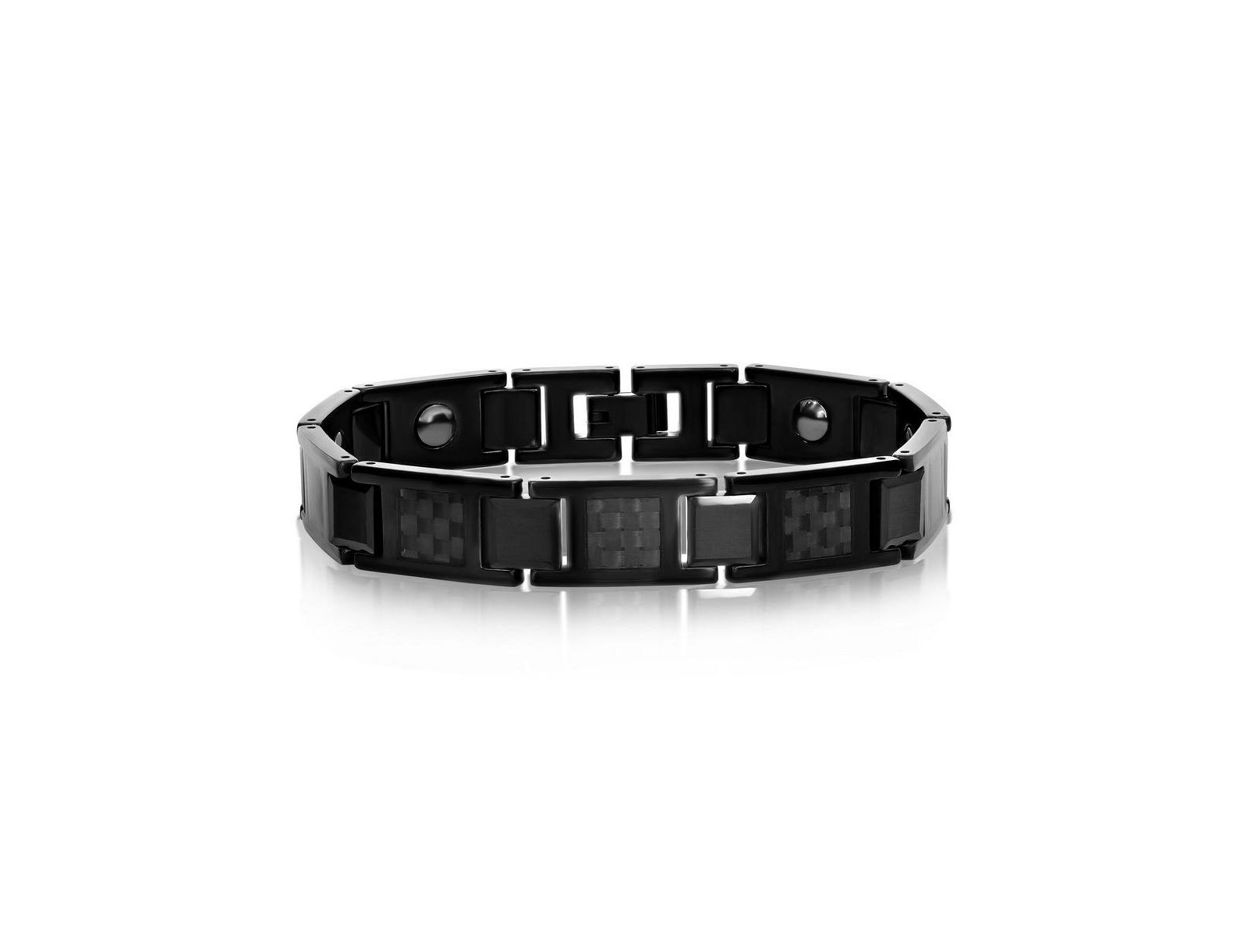 Metallo Carbon Fiber Magnetic Tungsten Bracelet Black Plated