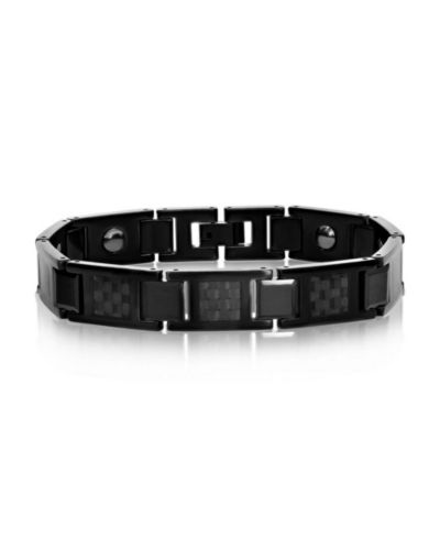 Metallo Carbon Fiber Magnetic Tungsten Bracelet Black Plated