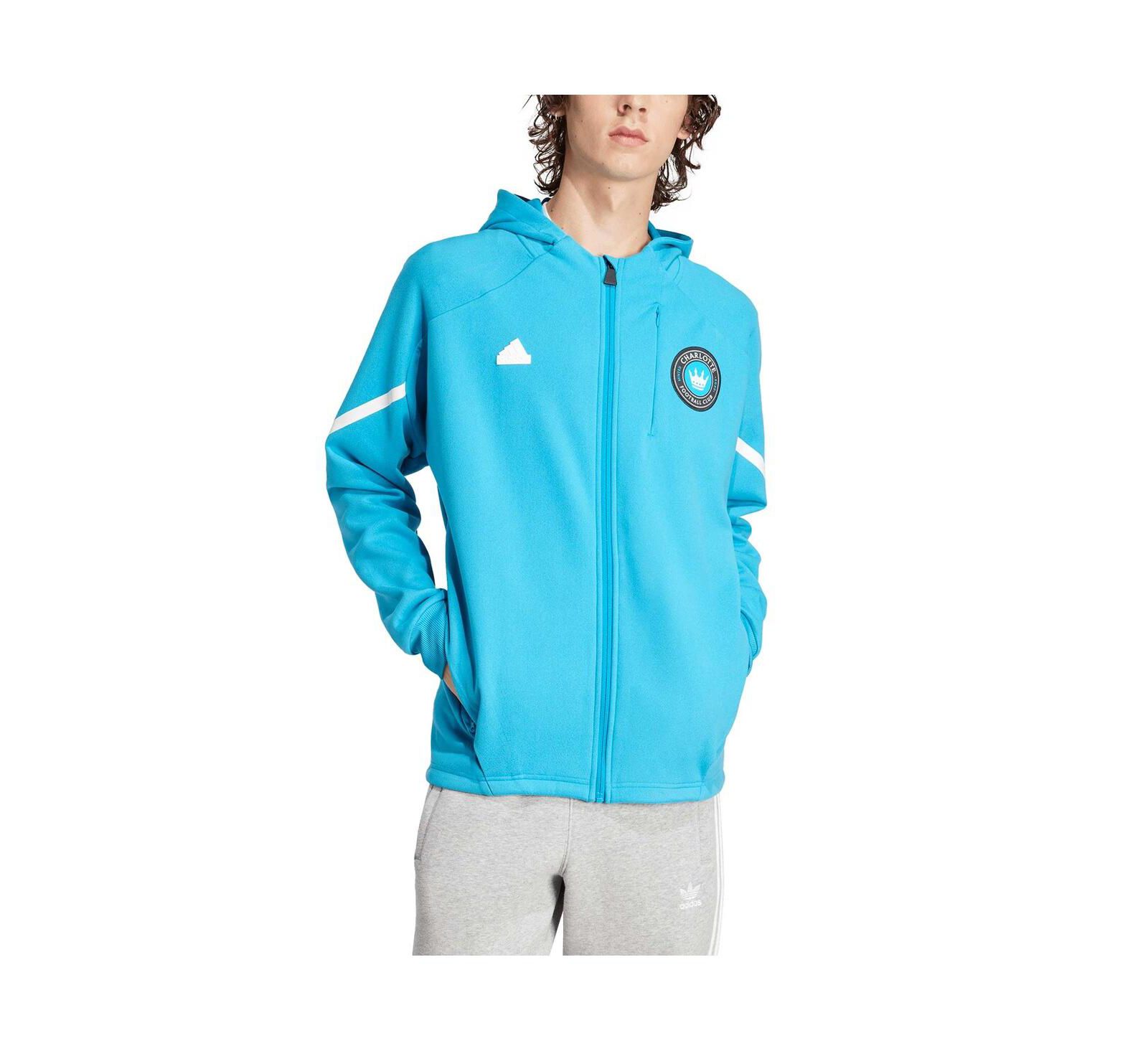 Мужская куртка adidas Blue Charlotte FC 2024 Anthem Travel Full-Zip