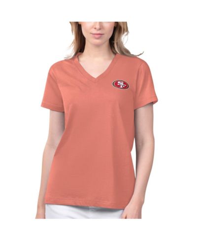 Women's Margaritaville Coral San Francisco 49ers Game Time V-Neck T-shirt